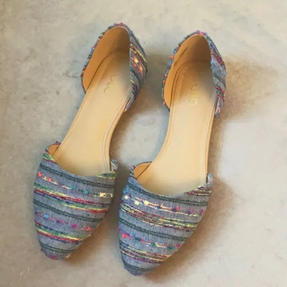 Cato Sz 8 Denim Colorful Tweed Flats EUC!